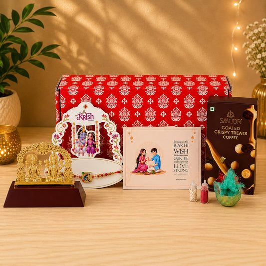 Online Gifts for Rakhi with Laxmi & Ganesha Idol Set