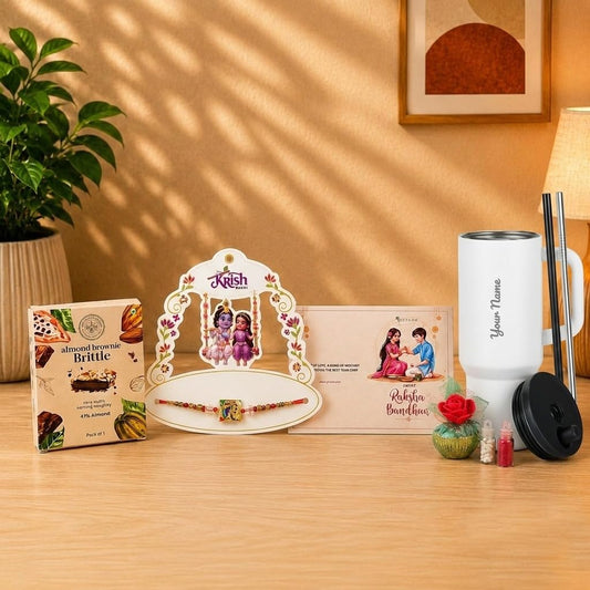 Rakhi Gift Hamper with Personalized Tumbler & Message Card