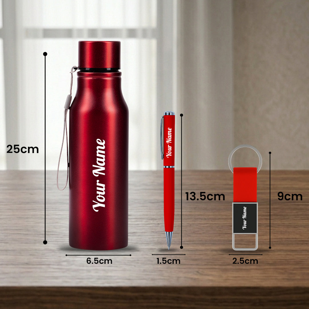 Personalized Bottle Pen Keychain Gift Set