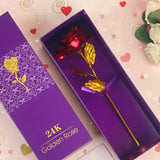 Red Golden Rose with Box and valentine card