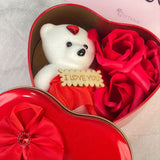 Romantic Valentine's Day Heart Box with Teddy Bear & Roses