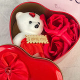 Romantic Valentine's Day Heart Box with Teddy Bear & Roses