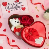 Romantic Valentine's Day Heart Box with Teddy Bear & Roses