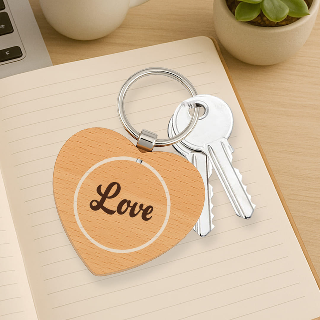Rotating wooden keychain