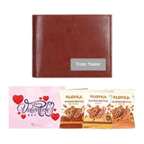 Personalized Valentine’s Day Gift: Custom Brown Wallet, Loyka Chocolates & Card