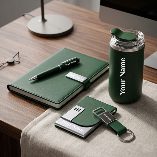 Personalised 5-in-1 Gifts with Diary, Silicon Tumbler & Card Holder