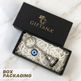 Giftana Guardian Bell Keychain with Evil Eye Charm Silver Hook