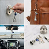 Giftana Guardian Bell Keychain with Evil Eye Charm Silver Hook