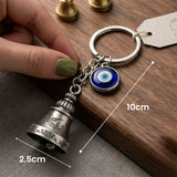 Giftana Guardian Bell Keychain with Evil Eye Charm Silver Hook