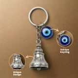 Giftana Guardian Bell Keychain with Evil Eye Charm Silver Hook