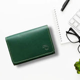 Snap Button Vegan Leather Card Holder - Green - Giftana 