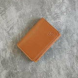 Snap Button Vegan Leather Card Holder - TanGiftana 