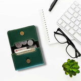 Snap Button Vegan Leather Card Holder - GreenGiftana 