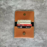 Snap Button Vegan Leather Card Holder - TanGiftana 