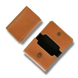 Snap Button Vegan Leather Card Holder - TanGiftana 