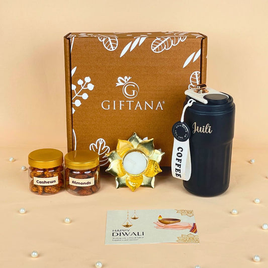 Special Occasion Gifts LED Tumbler Diya and Nuts