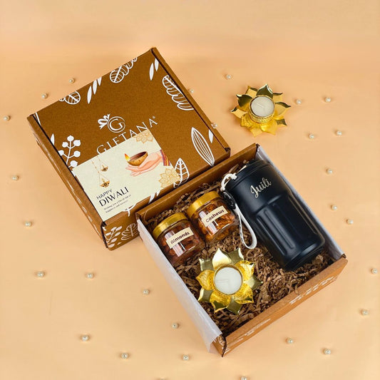 Special Occasion Gifts LED Tumbler Diya and Nuts