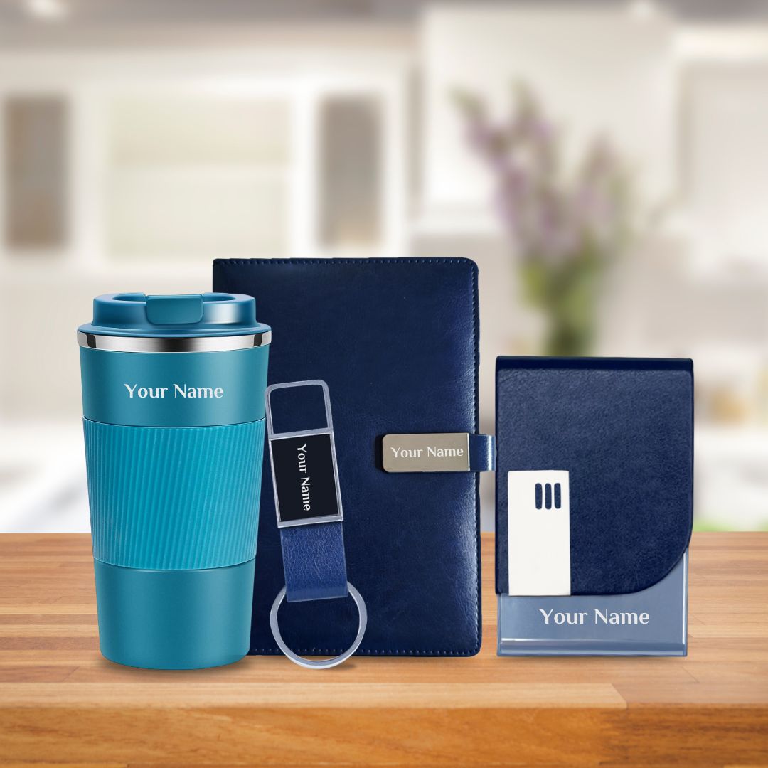 Tumbler, Diary, Card Holder & Keychain gift set - giftana