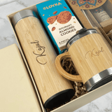 Sustainable Personalized Bamboo Gift Hamper with Drinkware, Cookies & Fragrance