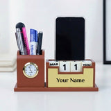 Stylish Personalized Gifts : Wooden Desk Organizer-Gold