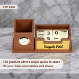Stylish Personalized Gifts : Wooden Desk Organizer-Gold