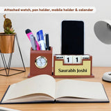 Stylish Personalized Gifts : Wooden Desk Organizer-Gold