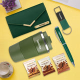 Unique Gifts for Her : Personalized Green Tumbler, Pen, Wallet, Loyka & Keychain