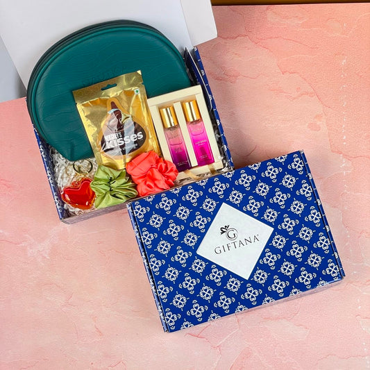 Useful Gifts for Women - Beauty Pouch & Chocolate Hamper
