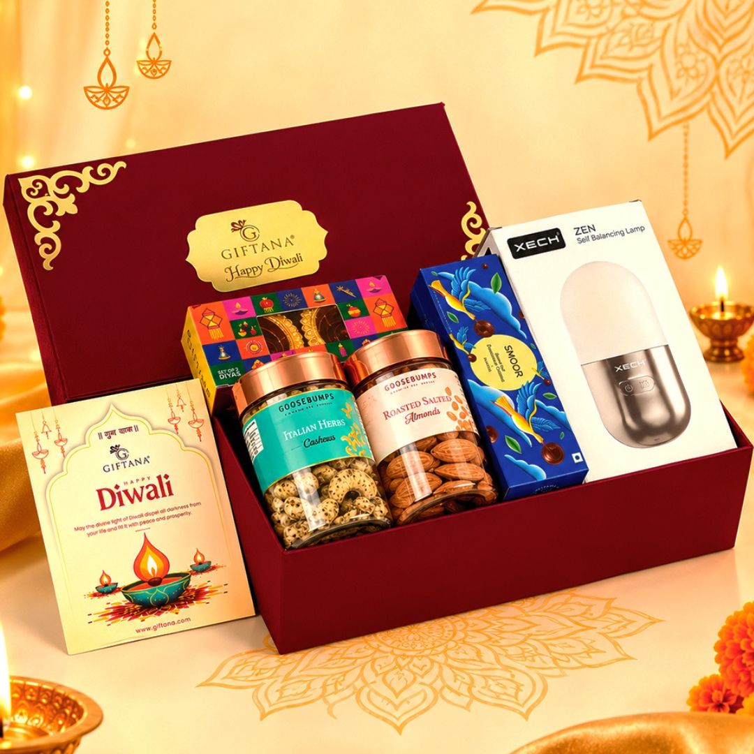 Utsav-E-Noor – XECH Zen Self-Balancing Lamp, Dry Fruits & Diwali Gift Set