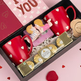 Valentine's Day Love Gift Hamper for Him & Her with Heart Mugs & Ferrero