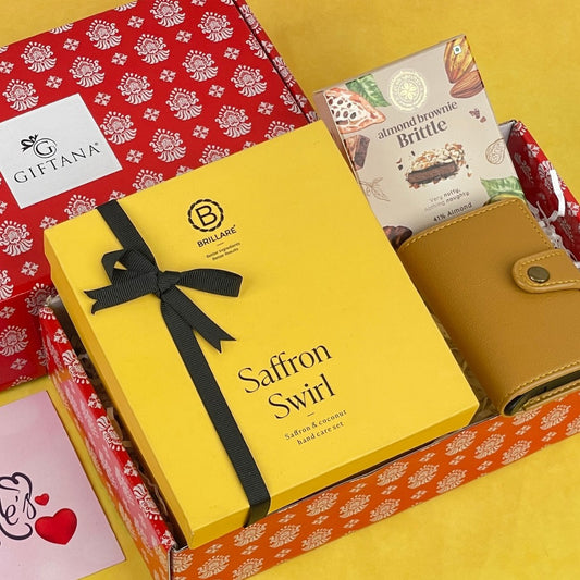 Valentine's Day Premium Gift Hamper with Saffron Swirl & Cacao Brownie
