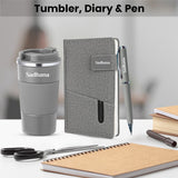 Giftana 3 In 1 Diary Pen, Tumbler 510Ml, Personalized Gift With Name - Grey