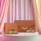 Personalized King & Queen Wallet and Clutch Set - Tan