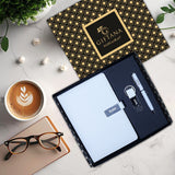 Giftana Personalized 3 in 1 Notebook Diary with Pen set and Metal Keychain - White