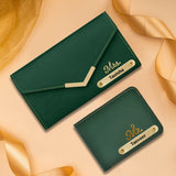 Personalized Couple Wallet and Clutch Set - Green