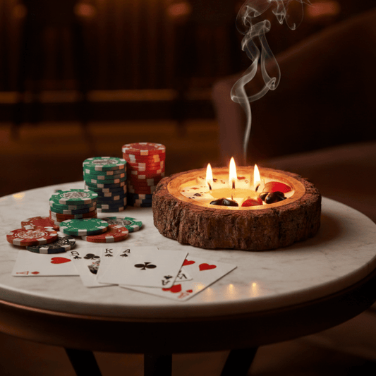 Premium Poker Candle Decor Wooden Bowl Gifts for Him