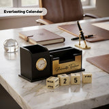 Stylish Personalized Gifts : Wooden Desk Organizer-Gold