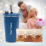 Festive Gift Set: Stainless Steel Tumbler with Loyka Almond Assorted Brittle