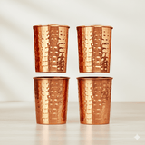 Copper Hammered Glass Set of 4 Traditional Drinkware