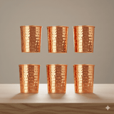 Copper Hammered Glass Set of 6 Healthy Daily Drinkware