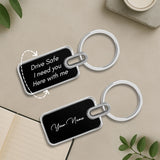 Personalized Black Finish Metal Key chain with name for Car, Bike and Travel