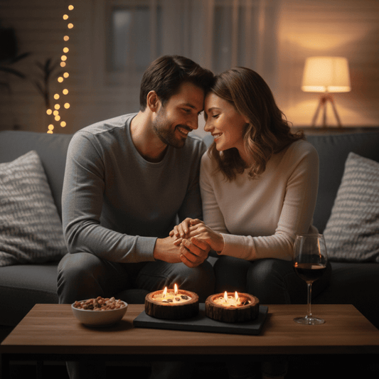 Luxury Flower and Poker Candle Combo Wooden Bowl Gift Set for Couples