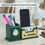 Stylish Personalized Gifts : Wooden Desk Organizer-Gold