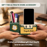 Stylish Personalized Gifts : Wooden Desk Organizer-Gold