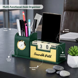 Stylish Personalized Gifts : Wooden Desk Organizer-Gold