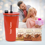 Festive Gift Set: Stainless Steel Tumbler with Loyka Almond Assorted Brittle