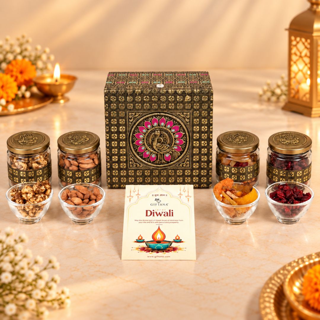 Peacock 4 Jar – Dry fruit diwali gift hamper