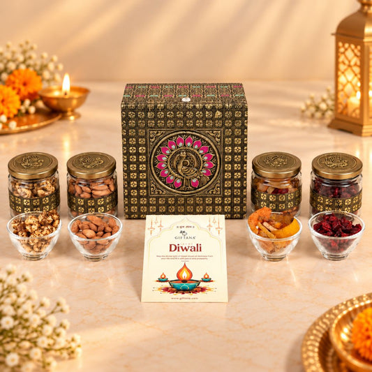 Peacock 4 Jar – Dry fruit diwali gift hamper
