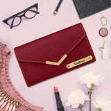 Nice Gifts for Her : Personalized Maroon Tumbler, Wallet, Pen, Keychain & Loyka