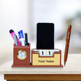 Personalized Desk Organizer with Pen Set - Golden Tan